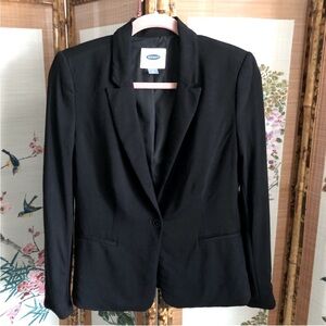 Old Navy jacket lined blazer black petite one button long sleeve notch collar